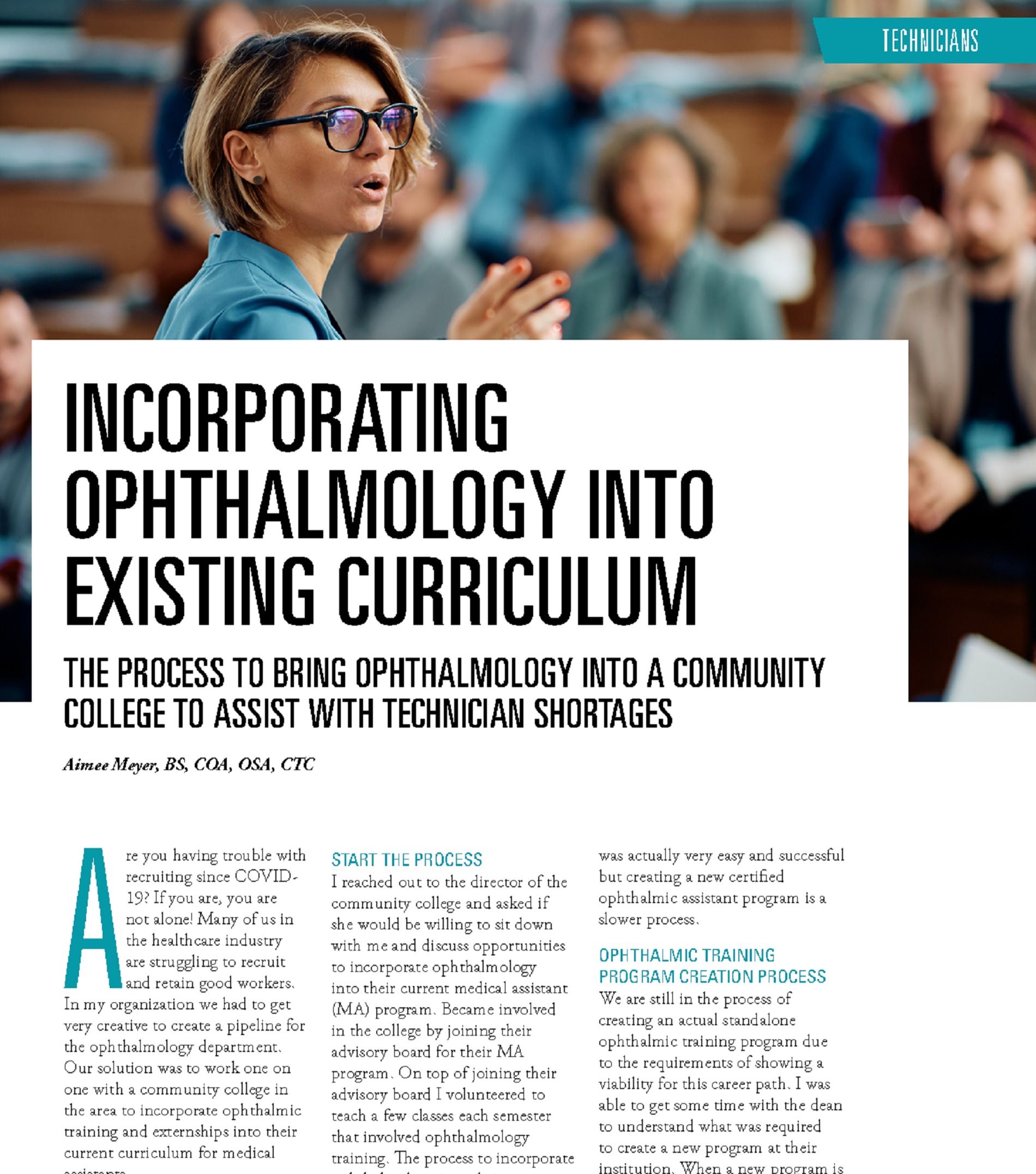 INCORPORATING OPHTHALMOLOGY INTO EXISTING CURRICULUM