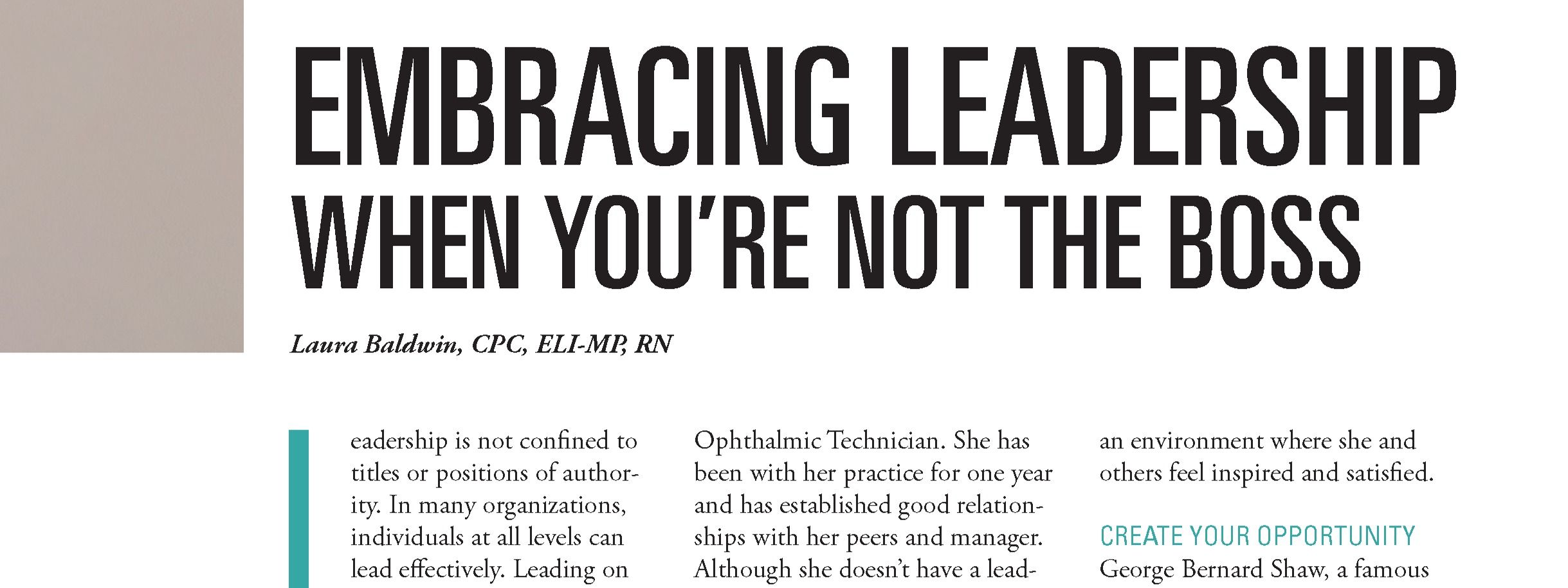 Embracing Leadership When You're Not the Boss