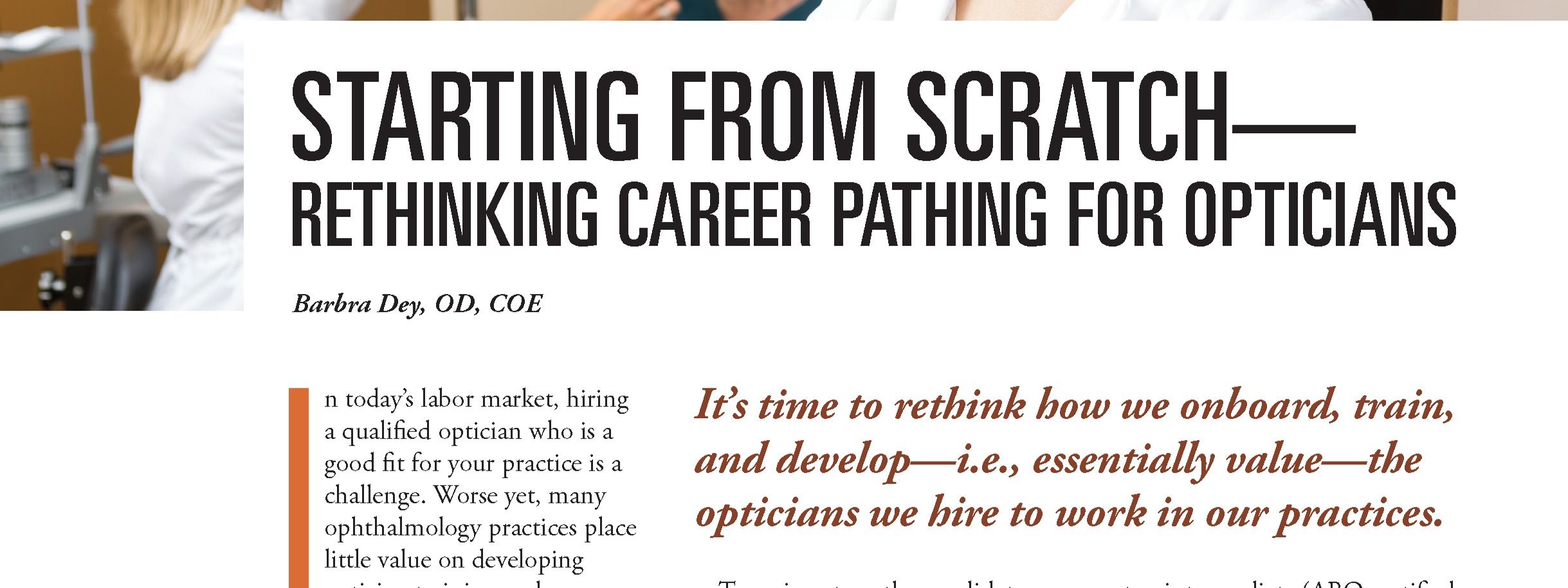 Starting from Scratch - Rethinking Career Pathing for Opticians
