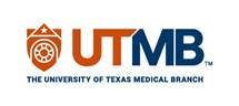 The University of Texas Medical Branch Logo, UTMB blue and orange graphic with a shield and university name below